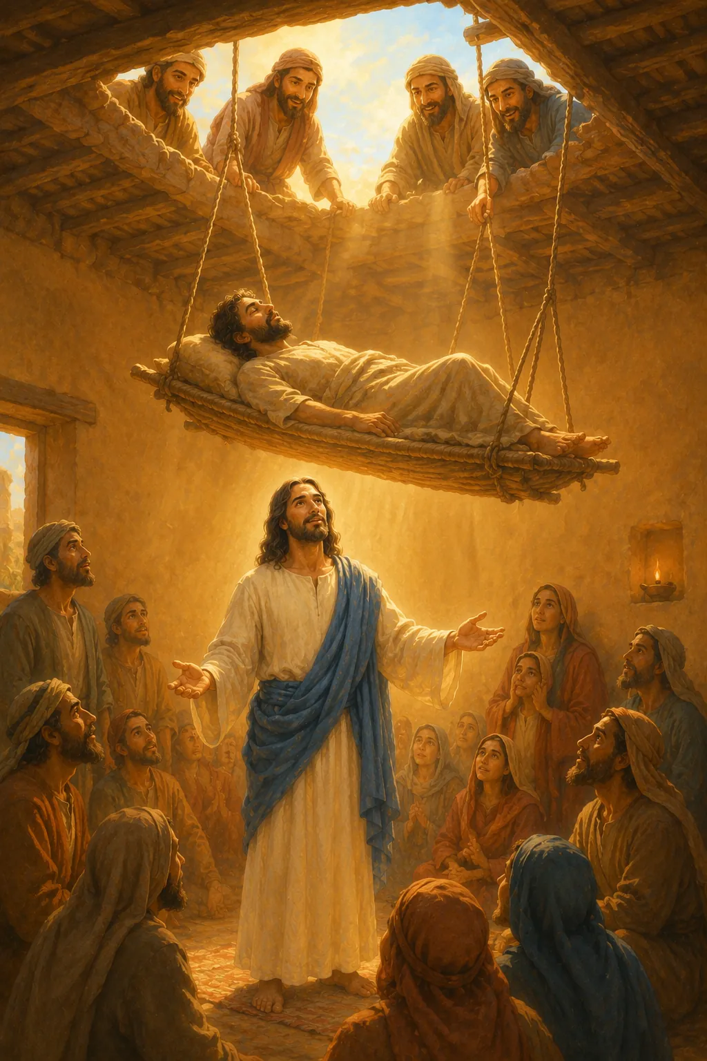Friends Carry a Man to Jesus
